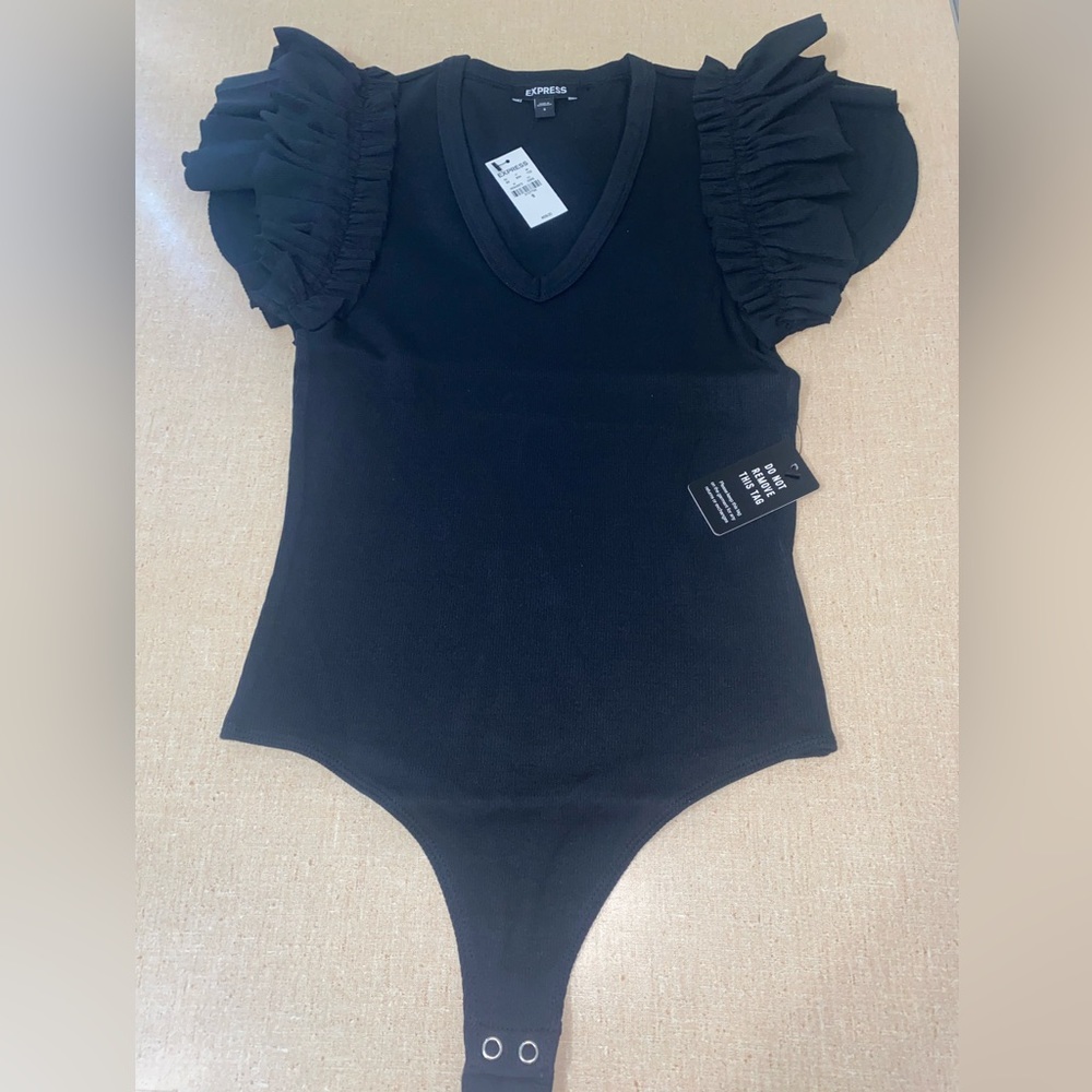 V Neck Ruffle Sleeve body suit / shirt
